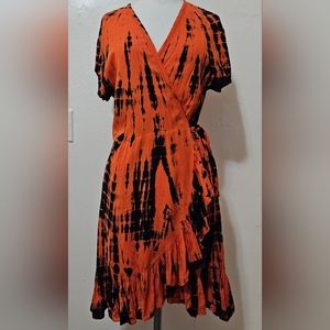 Wayan Tie Dye Mini Wrap Dress Size